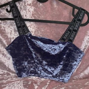 Blue velvet sports bra